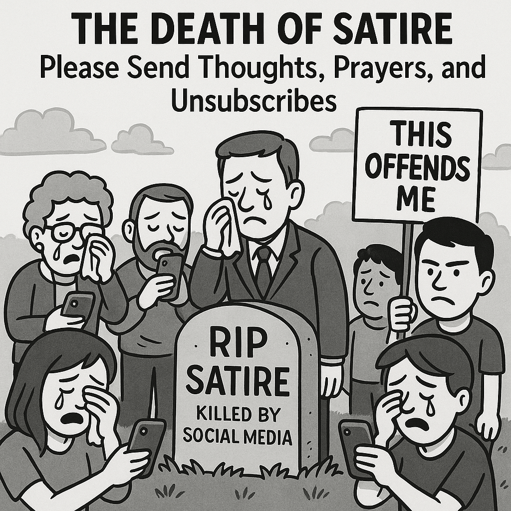 The Death of Satire: Please Send Thoughts, Prayers, and&nbsp;Unsubscribes
